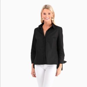Tuckernuck Pleated Black Coco Blouse XS